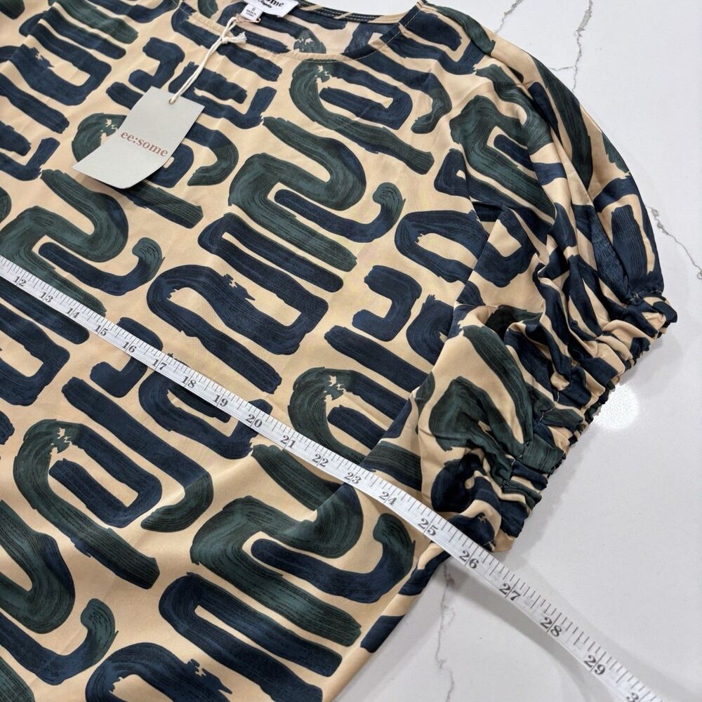 Ee:some Blouse Womens Size Small Boutique Abstract Geometric NWT Neutral - Picture 6 of 7